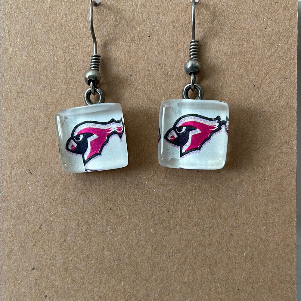 Pink and Black Bird Earrings